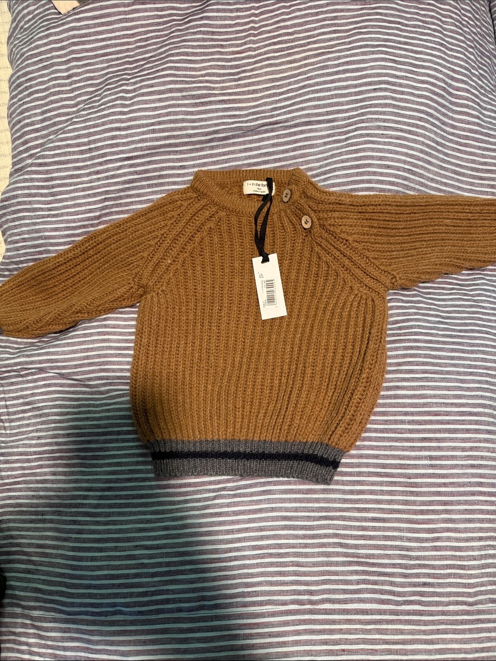 1+ in the family brown and grey pullover sweater 18 mos